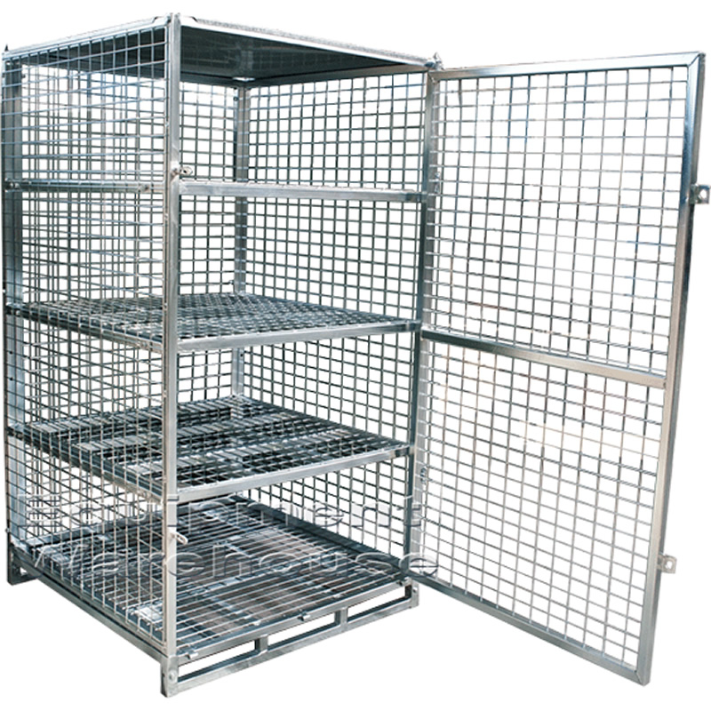 Lockable Shelves Storage Cage Assembled | Material Handling Equipment ...